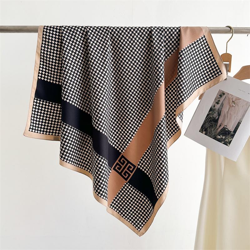 Luxury High Quality Women Satin Silk Scarf Hairband Ribbon Neckerchief Tie Neck Bag Scarf Satin Hair Scarves 90*90cm Square Wrap