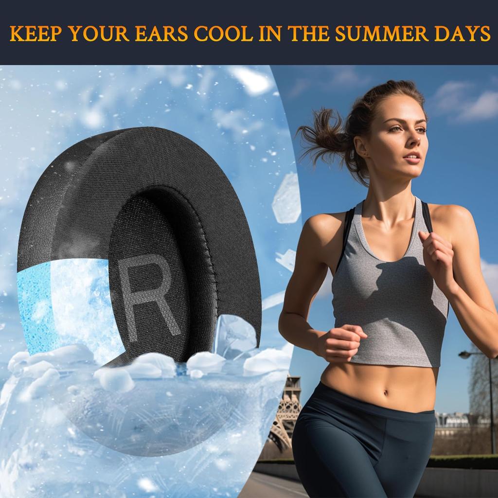 SOULWIT Cooling Gel Ear Pads for Anker Soundcore Space Q45 Headset, Replacement Ear Cushions, Comfortable Foam Ear Cups, Cooling Earmuffs, Black