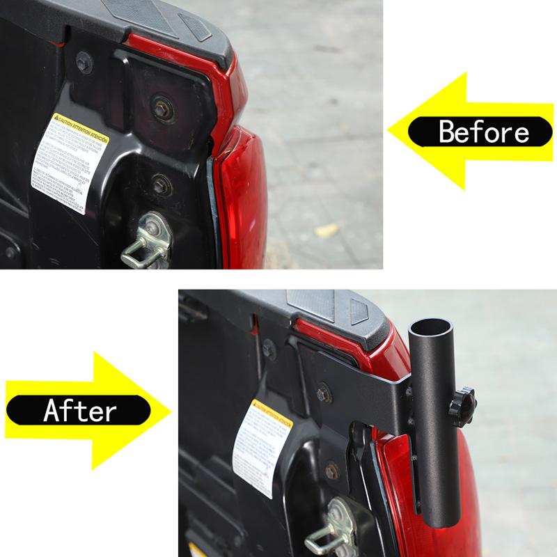 For Toyota Tacoma 2016-2022 Black Carbon Steel Tail Box Hinge Flagpole Bracket Off-Road Antenna Bracket Modification Accessories
