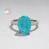 Synthetic Blue Paraiba Crystal Pigeon Egg Gem Women's Emerald Diamond Ring