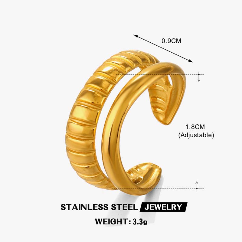 

Stainless Steel Line Open Rings for Women Trendy Simple Geometric Adjustable Personality Finger Ring Wedding Party Zircon Gifts
