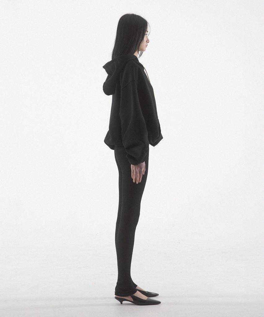 6:19 String Mid Length Hoodie - Black