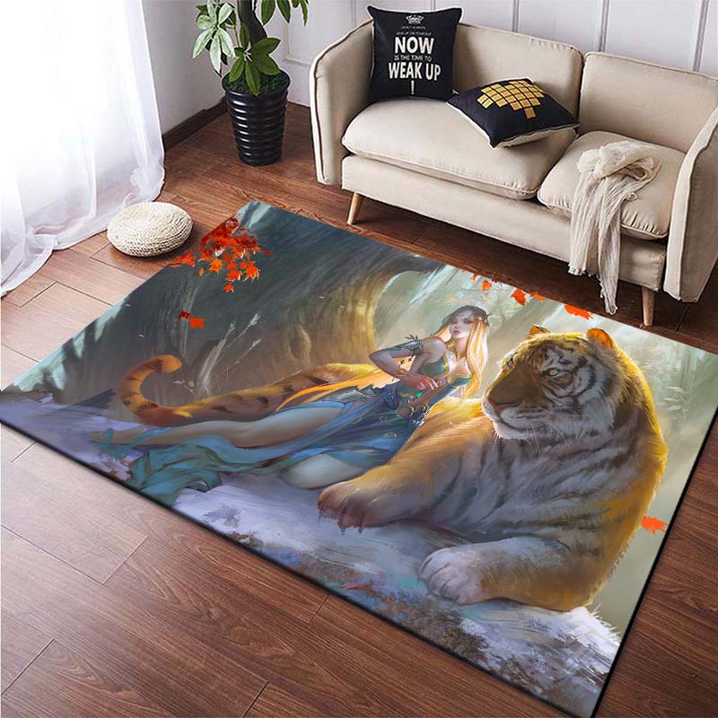 Tiger Print Rug Wild Animal Fur Pattern for Living Room Home Decor Area Rug Skin Fur Luxury Soft Carpet Perfectly In Bedroom