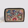 Bohemian Style PU Zipper Card Holder & Coin Purse with Butterfly and Flower Design