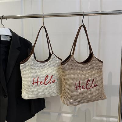 Personalized Embroidery Summer Popular Mother and Child Bag 2025 Fashion Shoulder Bag Seaside Travel Beach Straw Bag