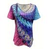 Vibrant Floral Print Short Sleeve V Neck T-Shirt - Women's Leisure T-Shirts for Spring & Summer - Comfortable,