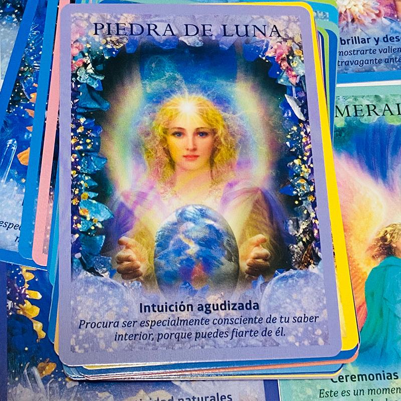 Crystals Angel Oracle Cards 44 Deck 10.4*7.4cm Spanish Version Fate Divination Tarot Board Game Cristales Ángeles