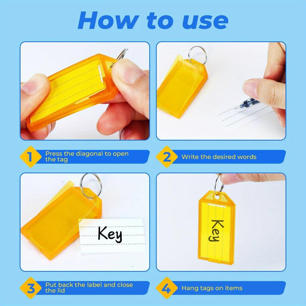 18pcs Colorful Plastic Transparent Flap Key Labels - DIY Double-Sided Marking Tags for Keychain, Airport/Hotel Luggage ID, ZSY