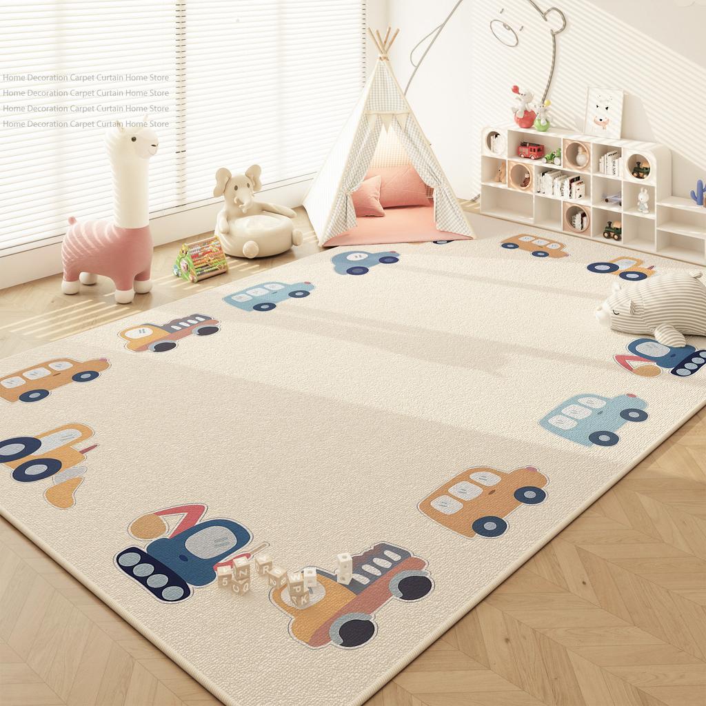 Nordic Colorful Cream Cartoon Soft Plush Carpet Bedroom Large Area Rug Non-slip Washable Easy Clean Play Game Crawling Floor Mat