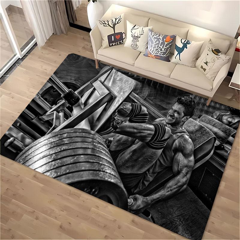 GYM Theme 3D Printing Large Area Carpets for Home Living Room  Children's Bedroom Sofa Doormat Kitchen Floor Rugs Anti-slipDecor