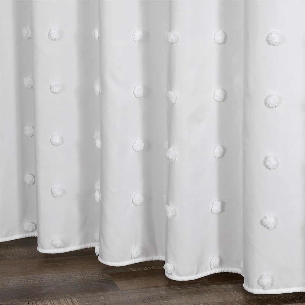 Kaxich White Polyester Shower Curtain, Waterproof Spherical Cut Flower Shower Curtains with Hooks and Weighted Hem (180x180 cm)