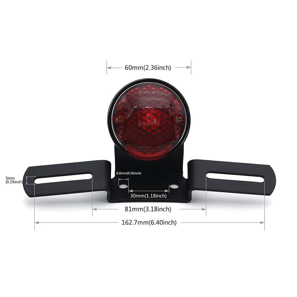 Karun Universal Red Lens Tail Light/Brake Light License Plate Lamp for Harley for Dyna for Sportster for Yamaha