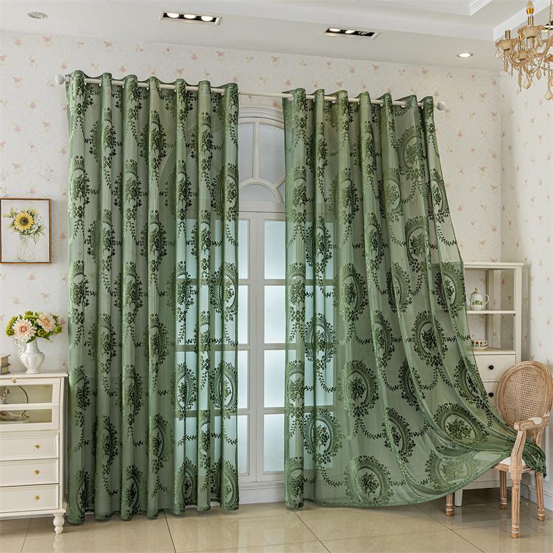 Retro Jacquard Embossed Sheer Curtains Solid Transparent Voile Window Screen for Bedroom Soft Balcony Living Room Curtain
