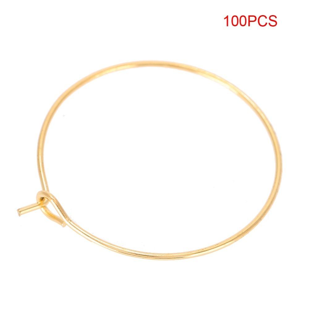 100Pcs Gold/Silver Color Steel Circle Earring Loops Earring Hoop Rings  Earrings Pendant
