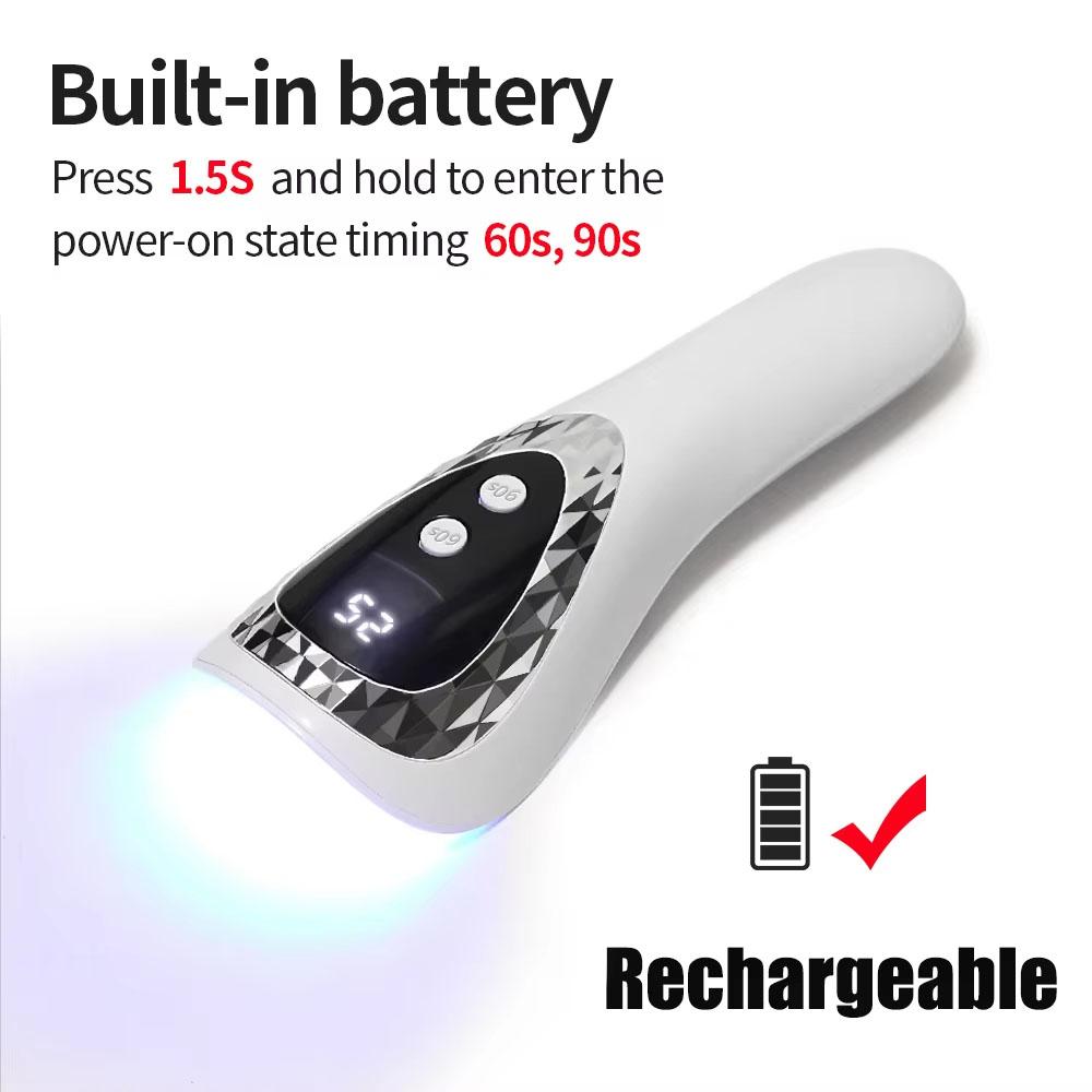 YIKOOLIN Handheld UV LED Nail Lamp USB Rechargeable Mini Manicure Lamp Nail Dryer With 5 Lamp Beads Quick Drying Gel Nail Polish