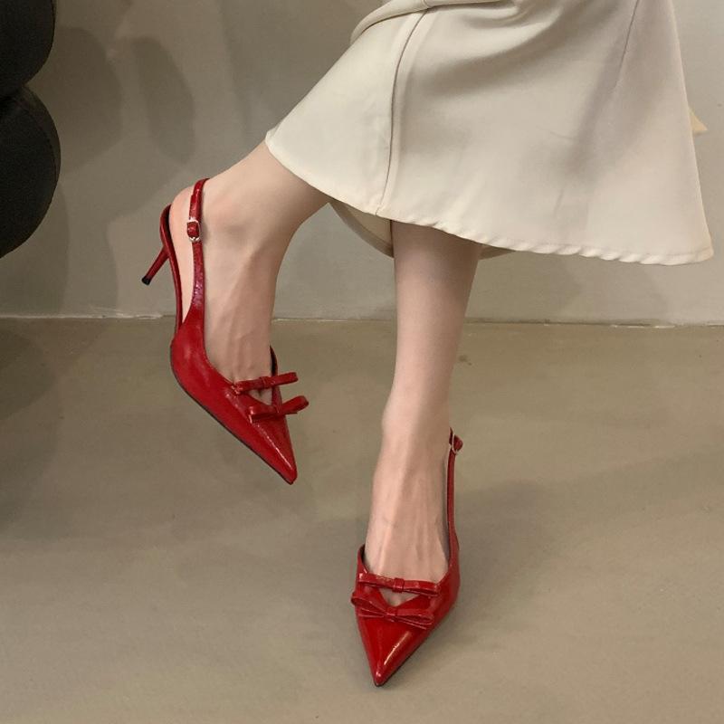 High heels summer pointed head shallow mouth spring new high heels niche back empty bag head sandals women's sandals