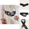 Style Wide Elastic Waist Belt With Alloy Buckle For Casual Dresses And Outerwear