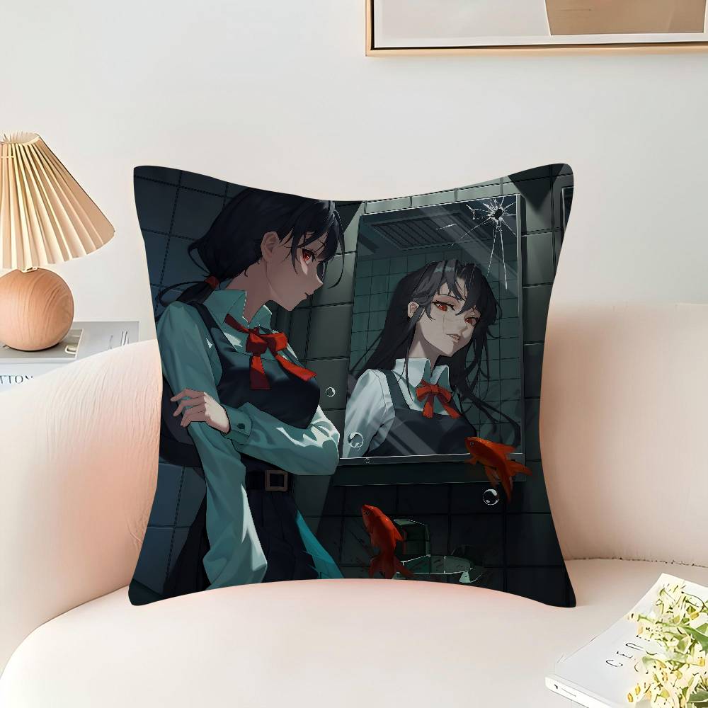 Chainsaw-Man Mitaka Asa Pillow Anime Pillow Sofa Bed Head Pillow Cover Cushion Cover 45x45 cm Fashion
