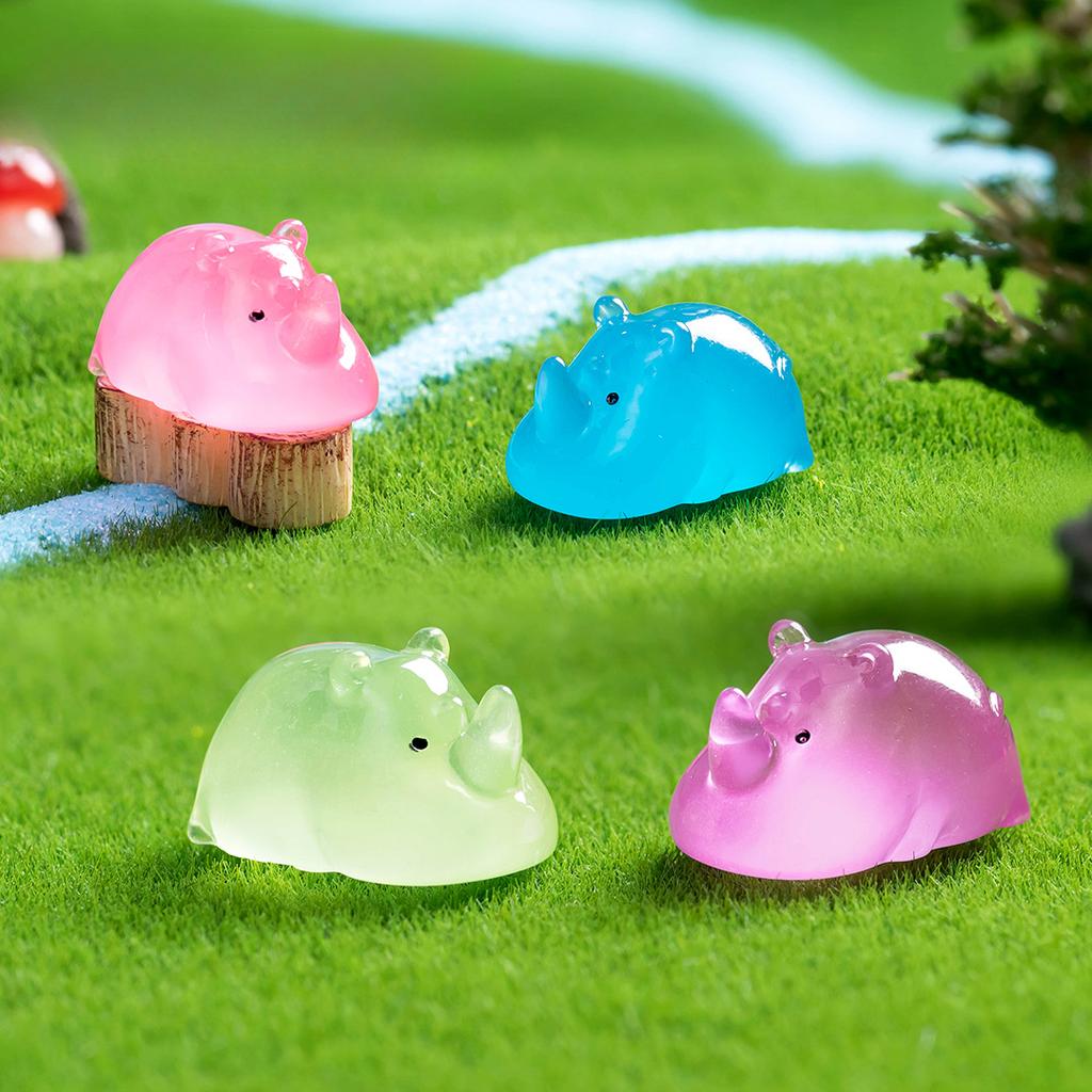 Moss Micro-landscape Glow-in-the-dark Rhinoceros Animal Ornament Gardening DIY Landscaping Accessories Desktop Ornament