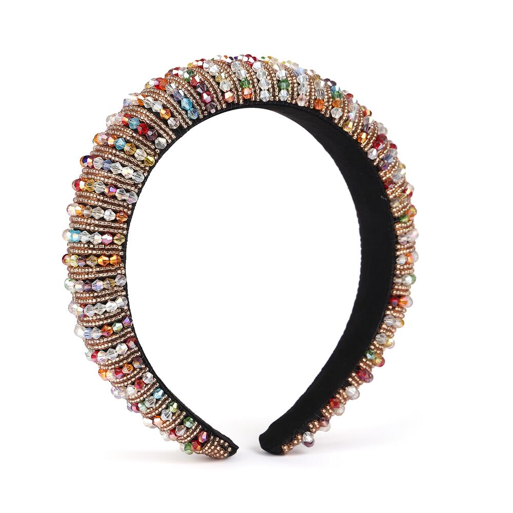 Baroque Rhinestone Headband Crystal Padded Hair Band Glittering Hair Accessories for Women Girls