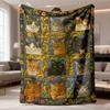 1pc Bohemian Cat Blanket | Soft Plush All-Season Cozy Throw with Calico Tabby Tuxedo & British Shorthair Design, Machine Washable, Polyester, Multi-Co