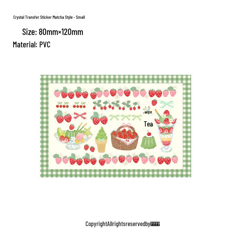 Cai Cai Xuan Matcha/Strawberry Shaved Ice Crystal Stickers - Salt-Style Girl DIY Journal Décor