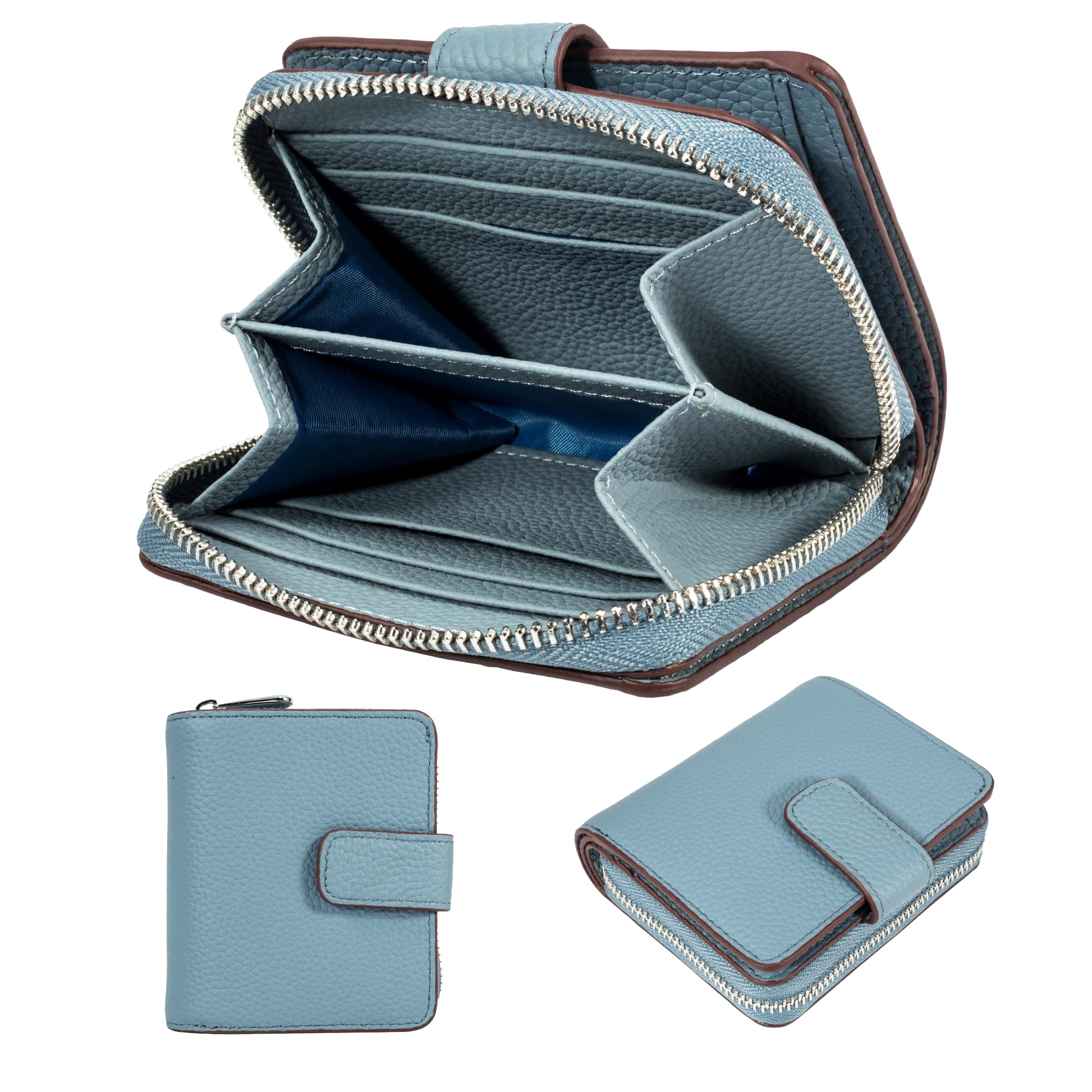 

Женский bifold кошелек Belleza Eterna, Сертифицированная натуральная кожа, Защита от скимминга, Компактный и легкий, с отделением для монет и слотами для карт, Идеален в качестве