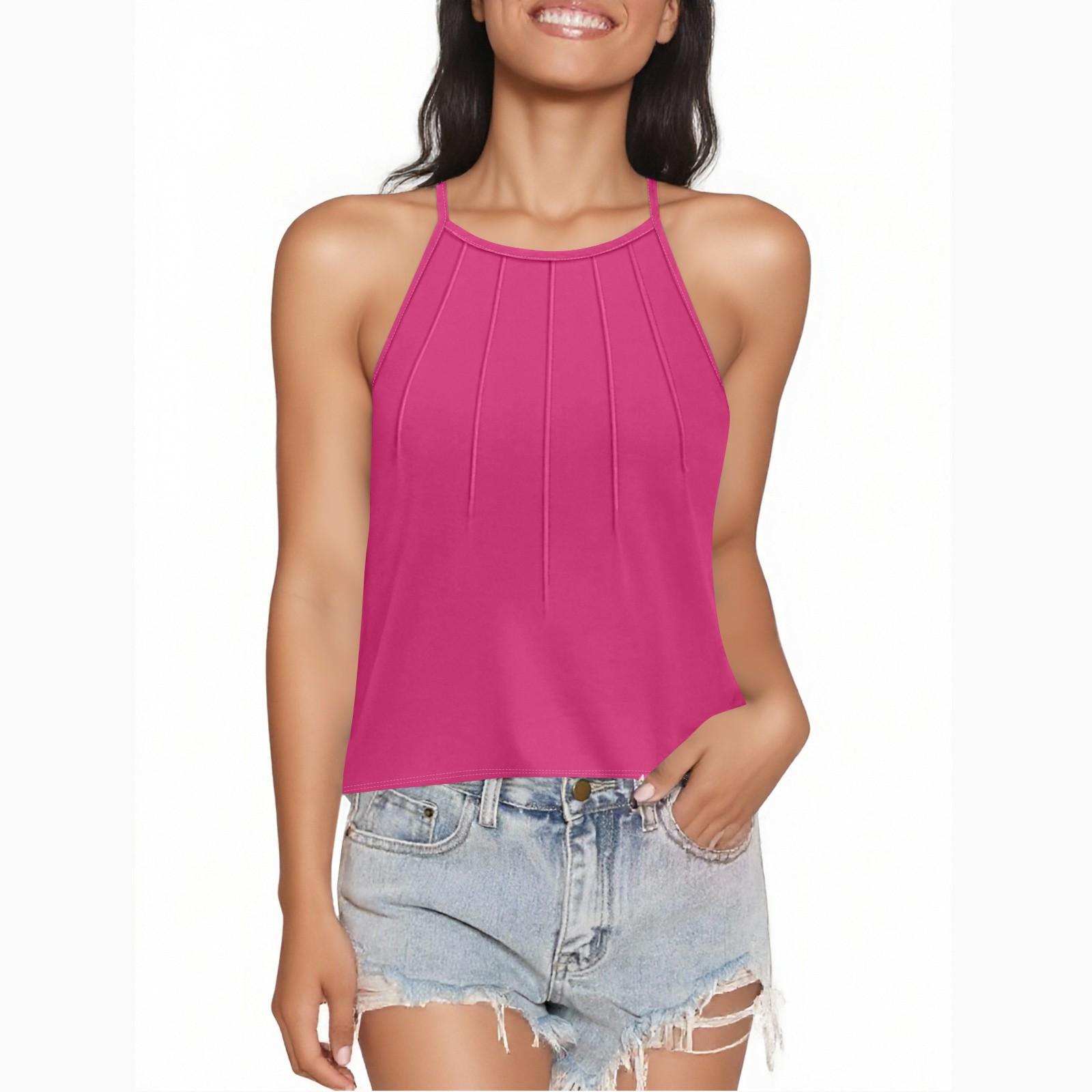 

Женская мода плиссированный жилет подтяжки топ L