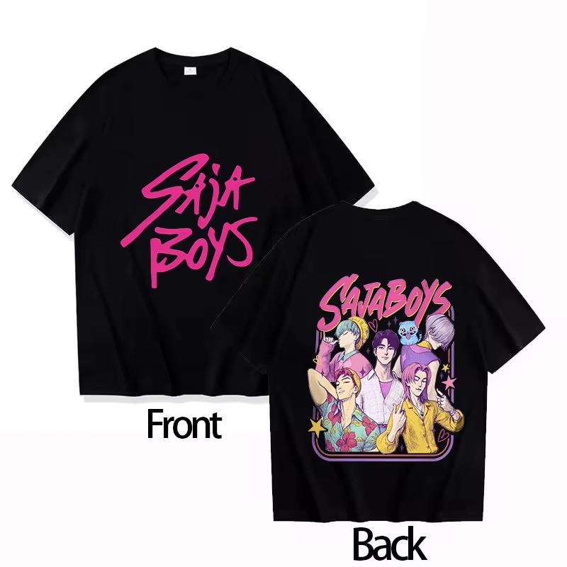 2025 Saja Boys Cotton Round Neck Boy GirlsTshirt KPOP Demon Hunter Mens Shortsleeved Comfortable Adult Top Parentchild