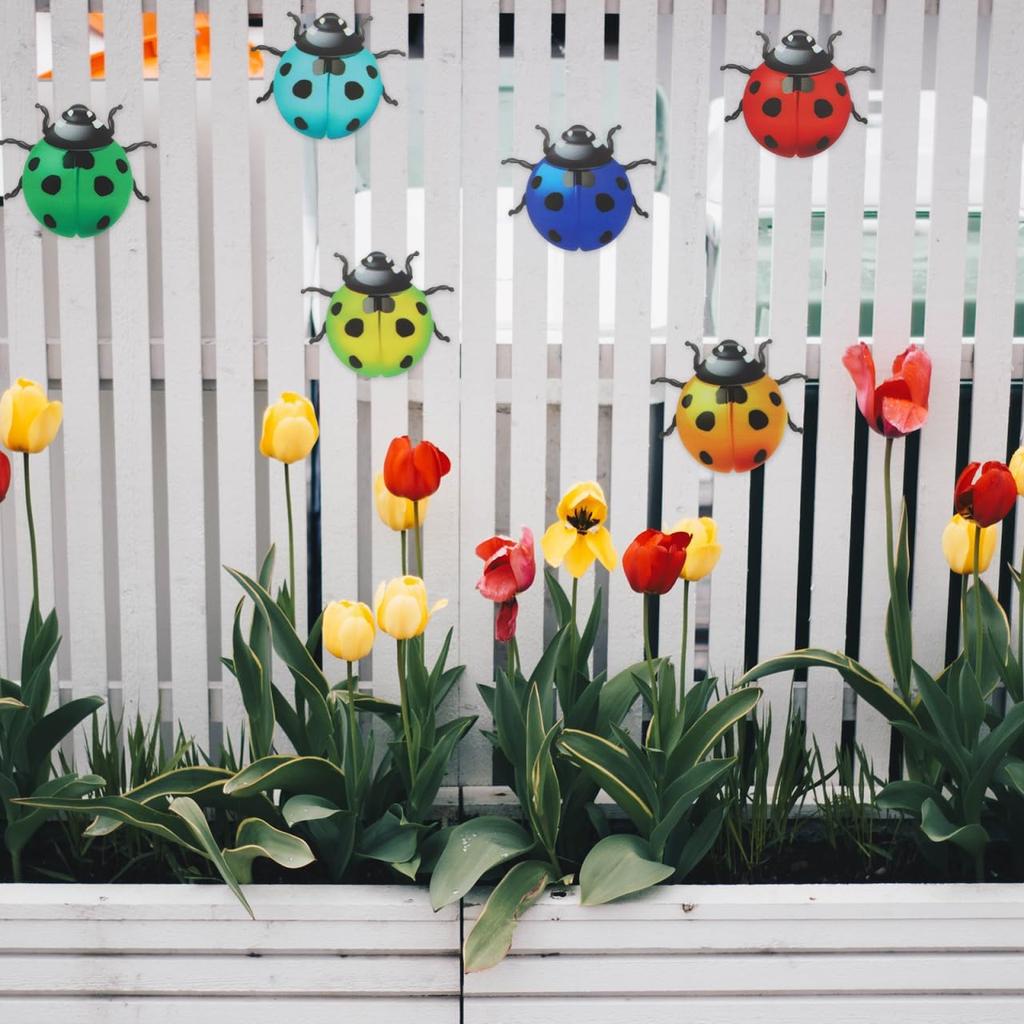 MERRYHAPY 3pcs Wall Wrought Iron Pendant Garden Decor Metal Ladybug Garden Wall Art Lawn Decorations Outdoor Yard Iron Animal Decor Hanging Wall Art