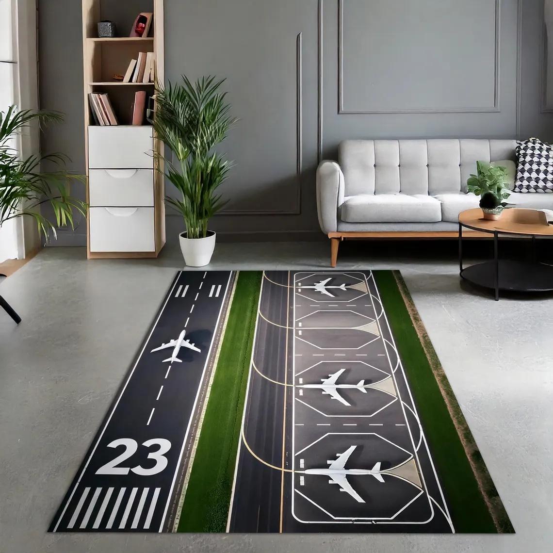 

Kids Play Area Rugs Airport Overlooking Map Theme Carpet Living Room Decor Mans Cave Sofa Rug Bedroom Bedside Rug Christmas Gift 40x60CM