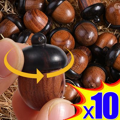 10/1pcs Solid Wood Medicine Pill Box Mini Sandalwood Pill Case Tablet Container Pinecone Nut Shape Storage Box Keychain Pendant