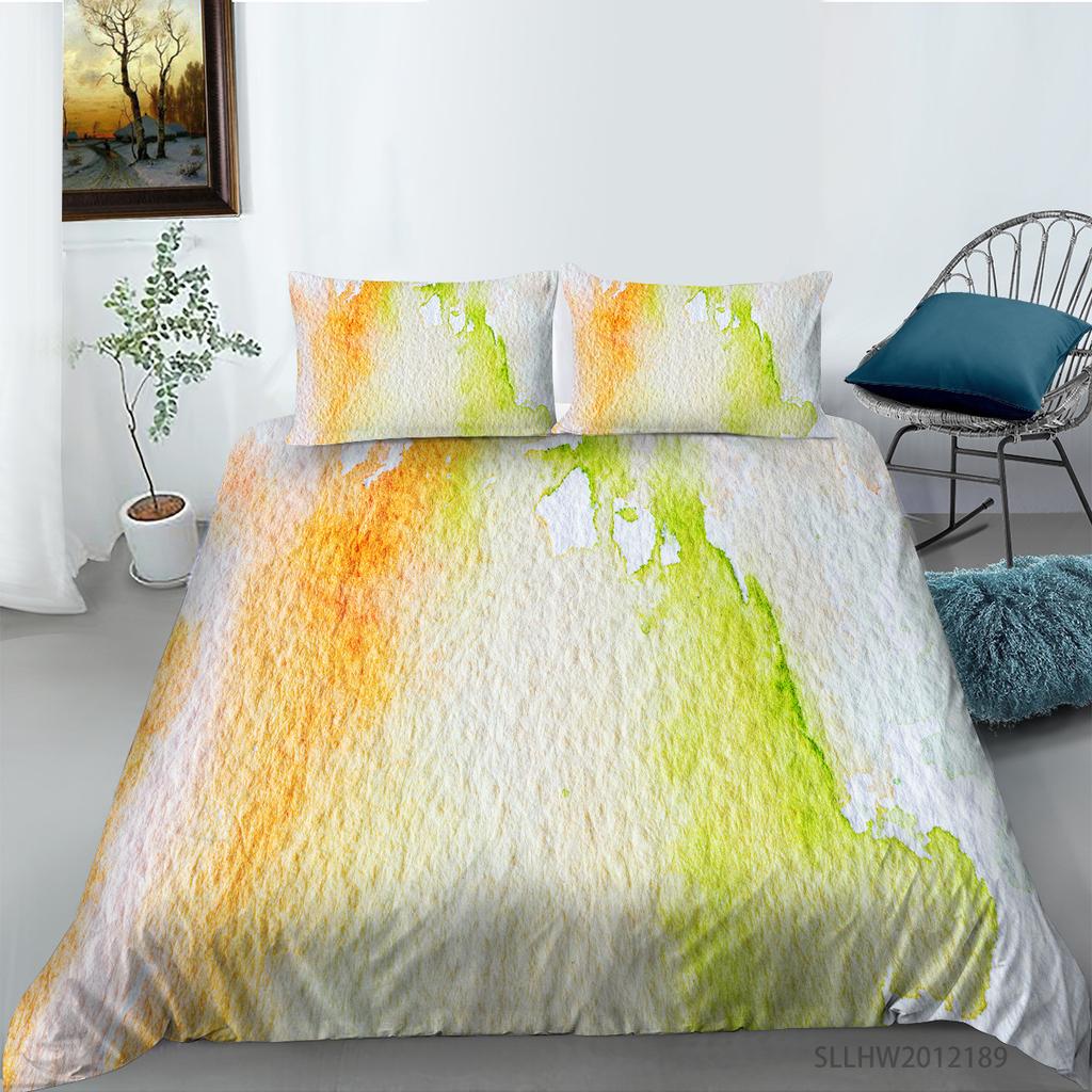 Watercolor Splashing Ink 3D Digital Printing Quilt Cover Pillowcase Two Or Three-Piece Set Polyester
