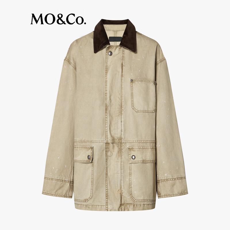 MO&Co. Women's Loose Fit Cotton Turn-down Collar Jacket