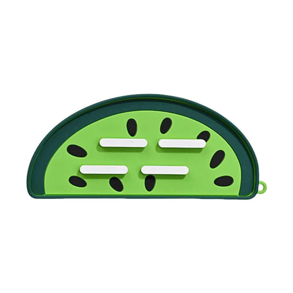 

Soft Silicone Pot Lid Drain Mat Non-slip Multifunctional Board Holder Watermelon Shape Heat Insulation Spatula Storage Mat зелений