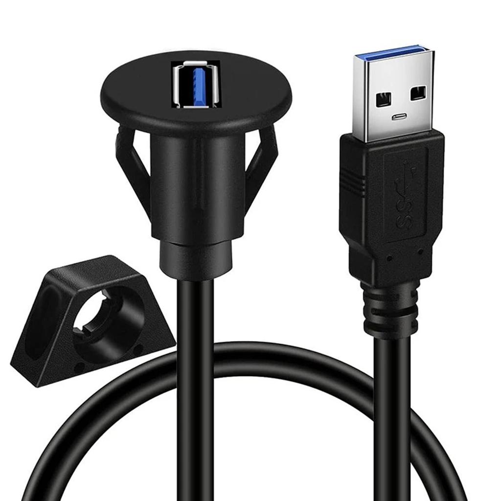 5Gbps Fast Speed USB 3.0 Extension Cable Male To Female Connectors with Flush Mount for Car, Truck, Motorcycle 3.28ft
