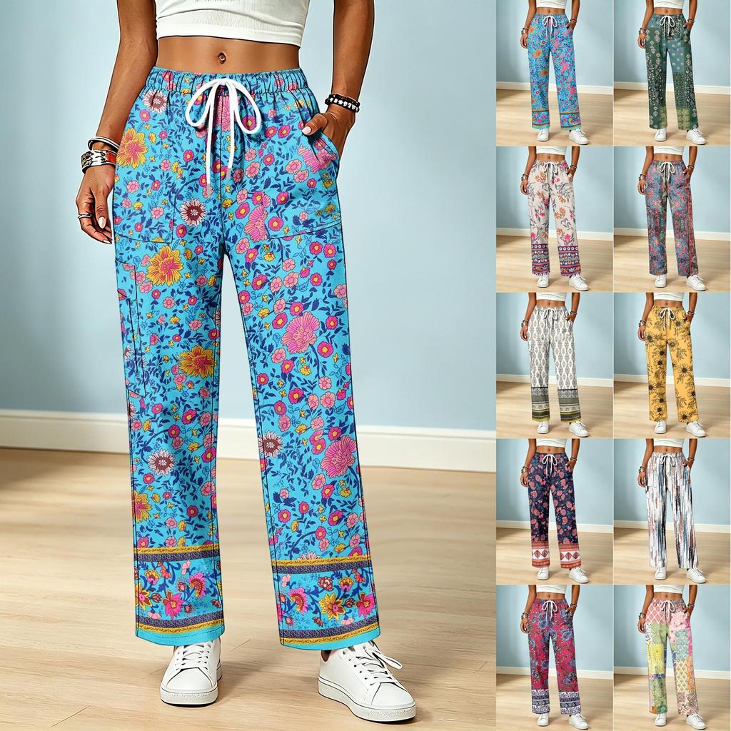 Women's Color Drawstring Elastic Waist Scrub Pants with Pockets for Work and Casual Wear