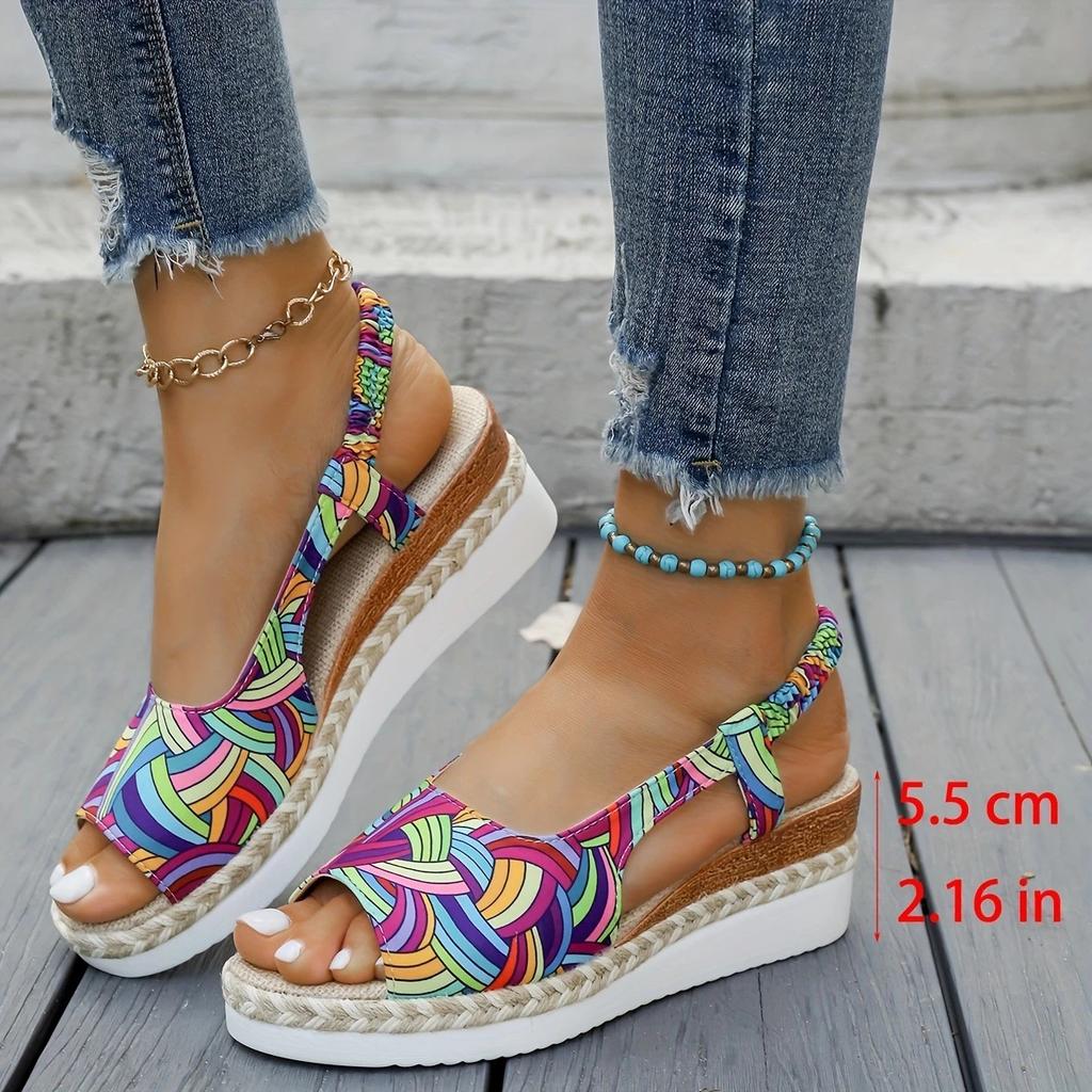 Fashion New Summer Elegant Round-toe Wedge Banquet High Heels for Women Fashion Comfortable Fish Mouth Thick Sole Sandals for Women