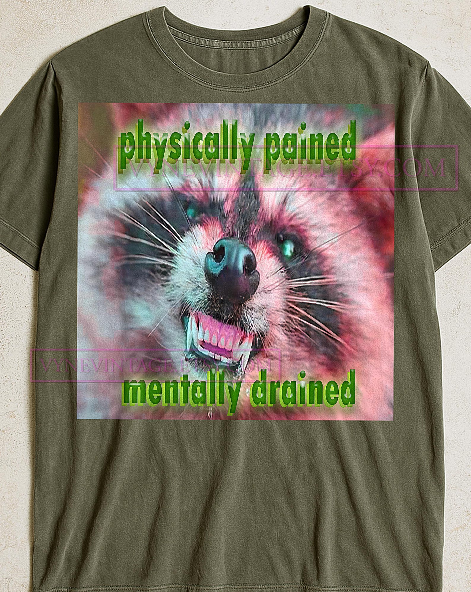 Physically Pained Mentally Drained Shirt, Funny Raccoon Graphic Tee, Mental Health Humor T-Shirt, Raccoon Lover Gift, Sarcastic Tee S