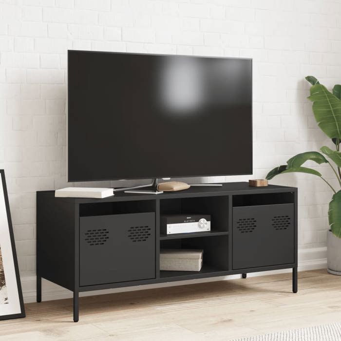 VidaXL TV Cabinet Black 101.5x39x43.5 Cm Cold-rolled Steel, TV Stand, TV Sideboard, Hi-fi Cabinet, TV Bench, Metal Cabinet, 851298