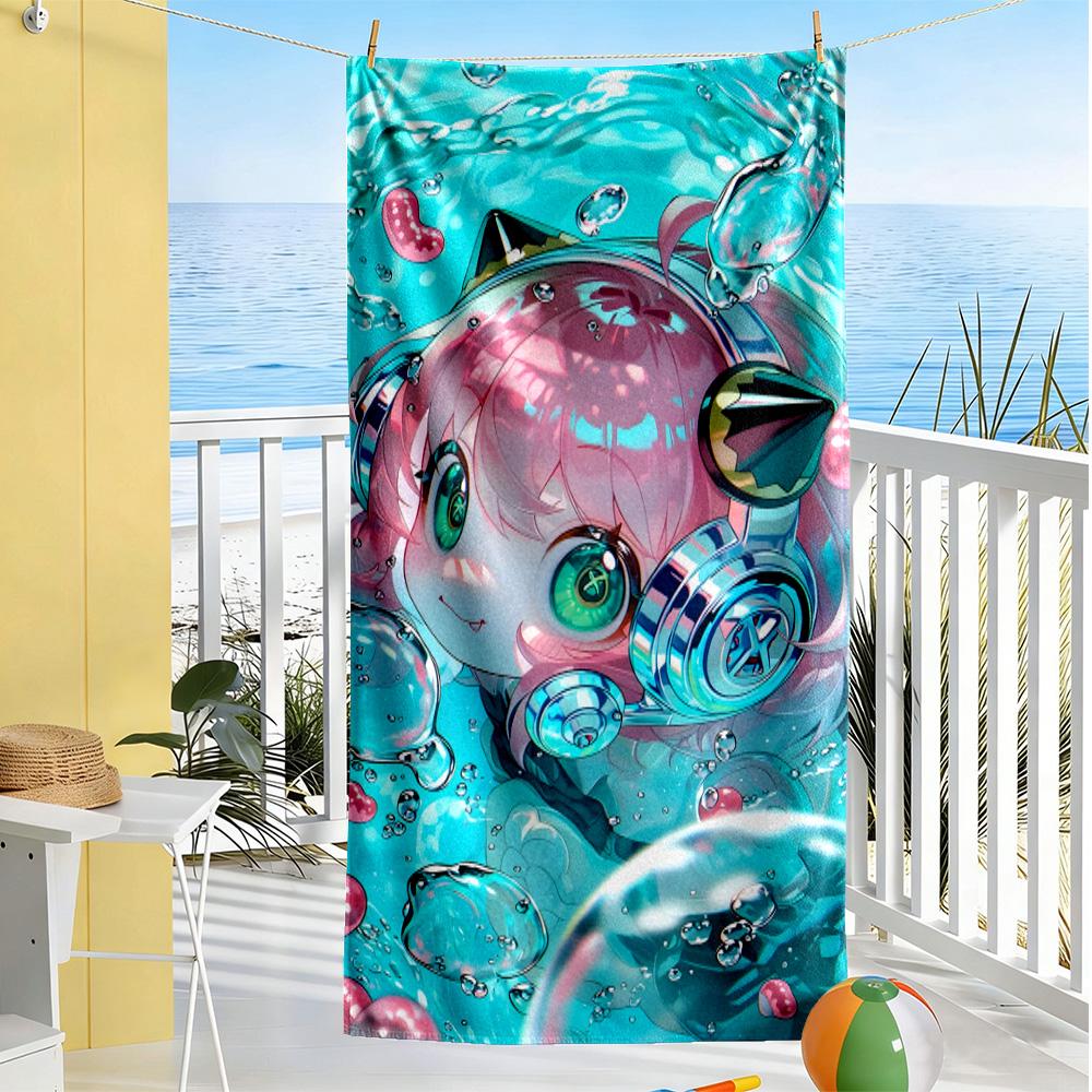 Anya Forger Beach Towel High Absorbency & Quick-Dry Comfortable Lightweight Suitable for Sports, Travel, Swimming, Yoga, Bathroom, Beach, And Pool