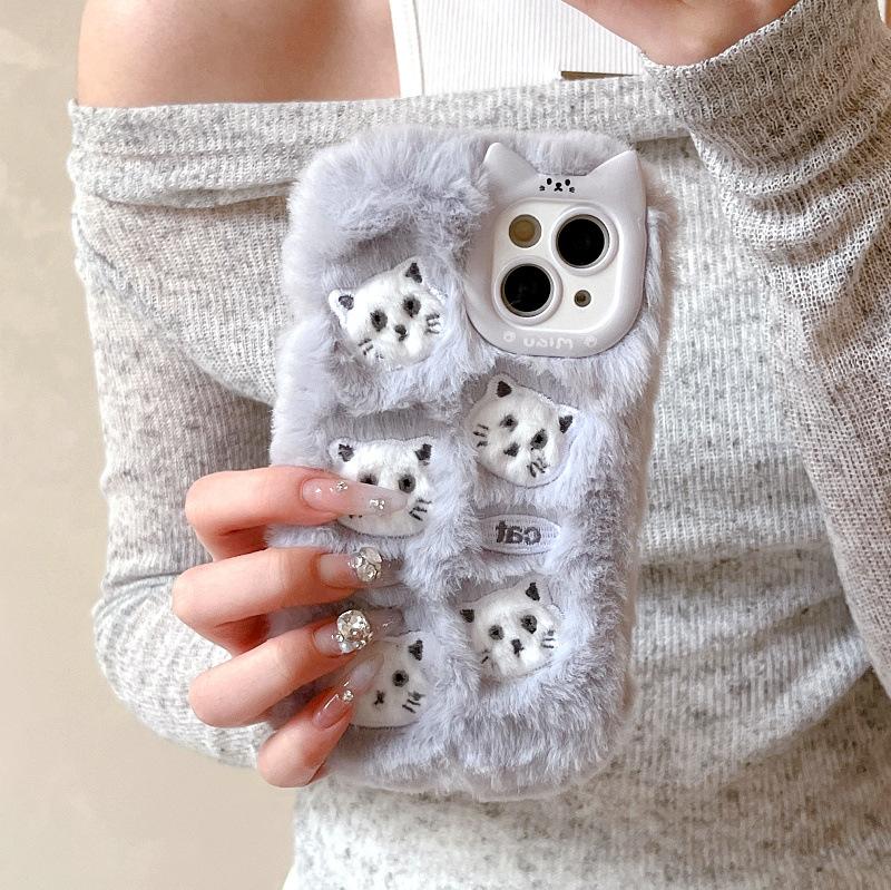 Applicable iPhone17promax plush mobile phone case bow Apple 16 cartoon cloud anti-drop 15 protective case