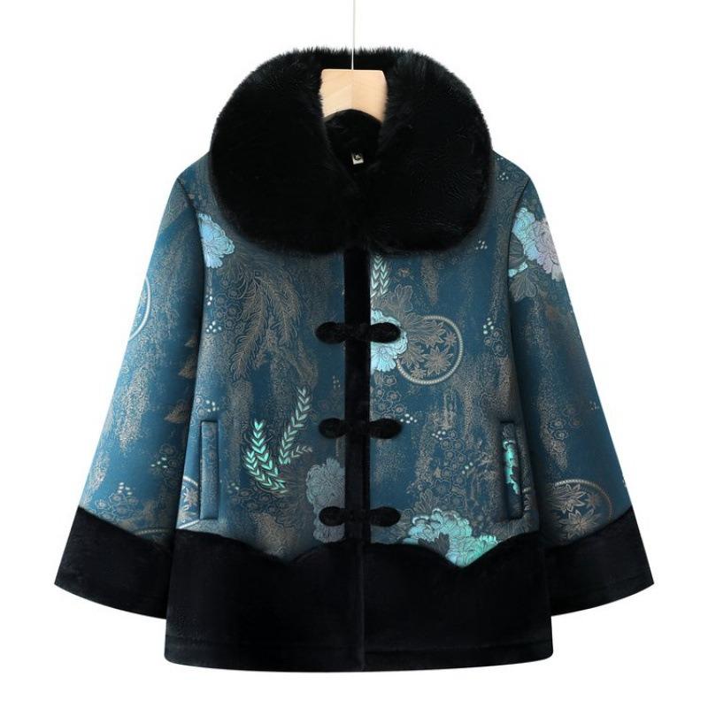 

Мама флисовая утолщенная стеганая куртка термокуртка пожилая женщина бабушка платье пожилая женщина зимняя флисовая стеганая куртка 5XL [recommended 150-80kg] синий