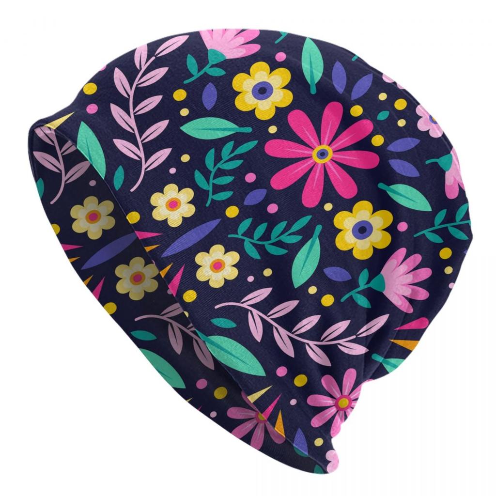 Custom Mexican Flower Skullies Beanies Caps Unisex Winter Warm Knitting Hat Women Unisex Cool Adult Bonnet Hats Outdoor Ski Cap