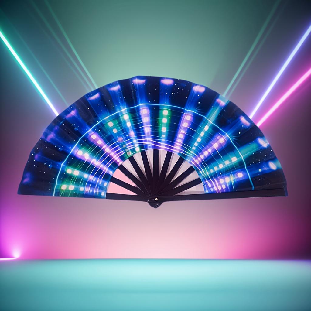 1pc Large Music Festival Hand Fan, Chinese Kongfu Taiji Folding Fan That Makes A Loud Sound, for Dances, Nightclubs, Electronic Music Festivals