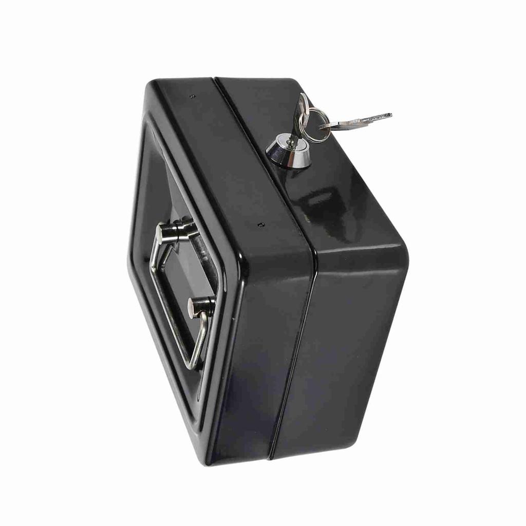 1Pc   Portable Iron Petty Lockable Cash Money   Safe Security Box Household (Black)