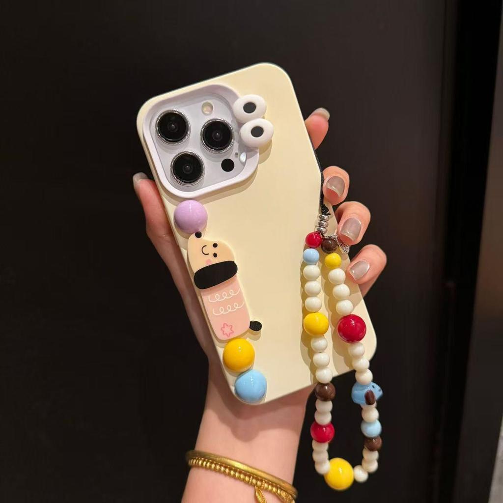 Koreanische 3D-Tier-Handyhülle mit Kette für iPhone 17 Pro Max, iPhone 15, 16, 14 Pro