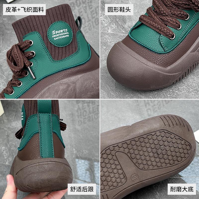 2024 autumn new ins Korean version of high-top little white shoes, female students high-top thick soles, this casual street shot L1323