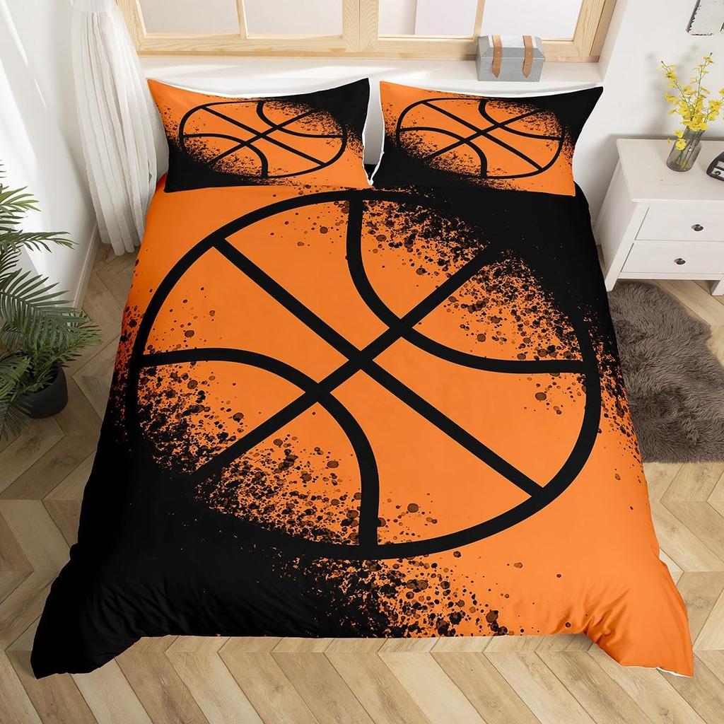 Basketball Bettwäschebezug Ball Sport Thema Basketballplatz Bettwäsche Set Einzelbett Queen Basketball Steppdeckenbezug für Jungen Mädchen Zimmer Dekoration