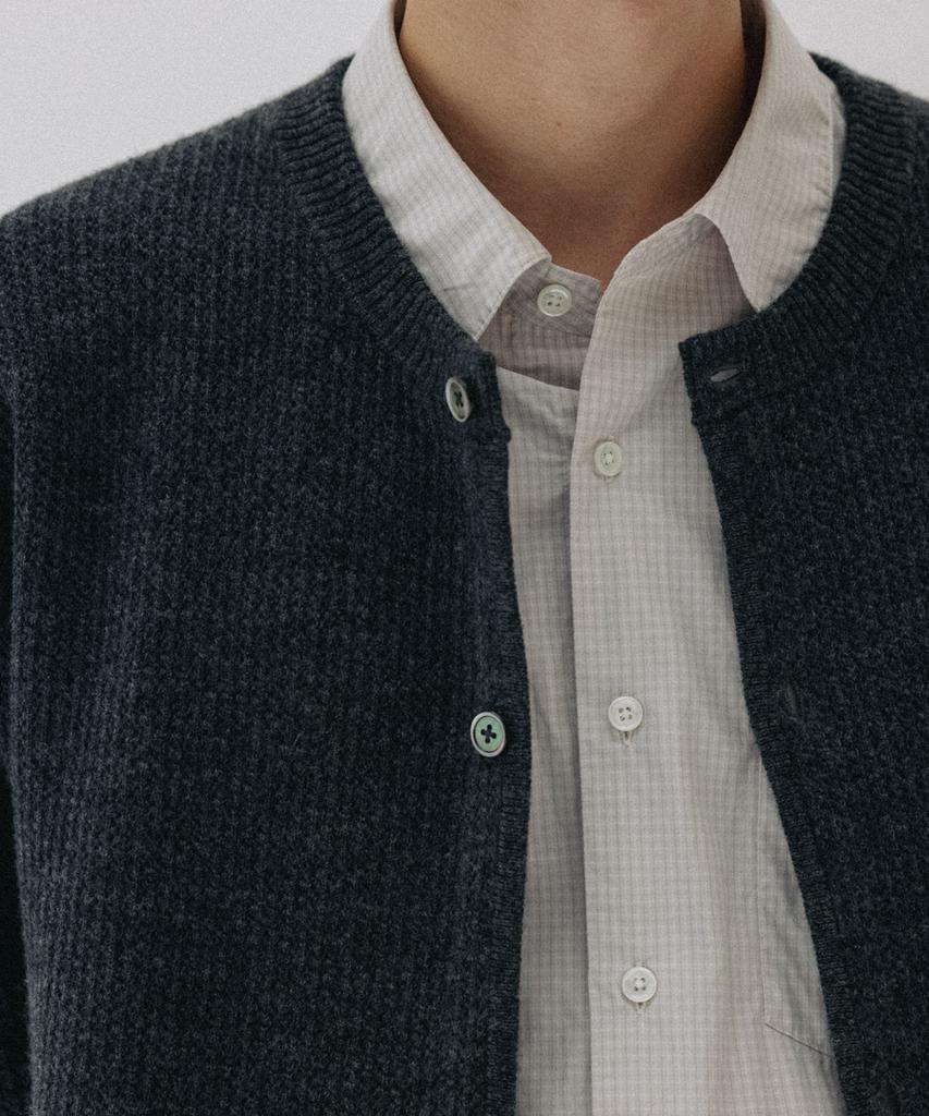 Blankroom Bold Round Cardigan_Melange Charcoal